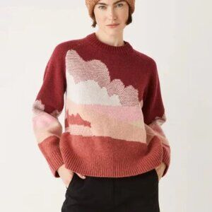 Frank And Oak‎ Sweater Women's Medium Cloudscape Knit Pullover Burgundy Crewneck